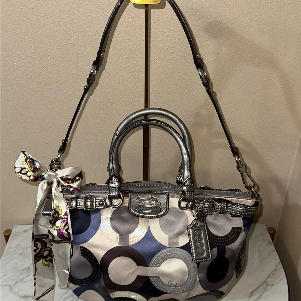 Coach SoHo Signature Hobo Satin/Sequence Satchel! With Iconic Horse and Carriage